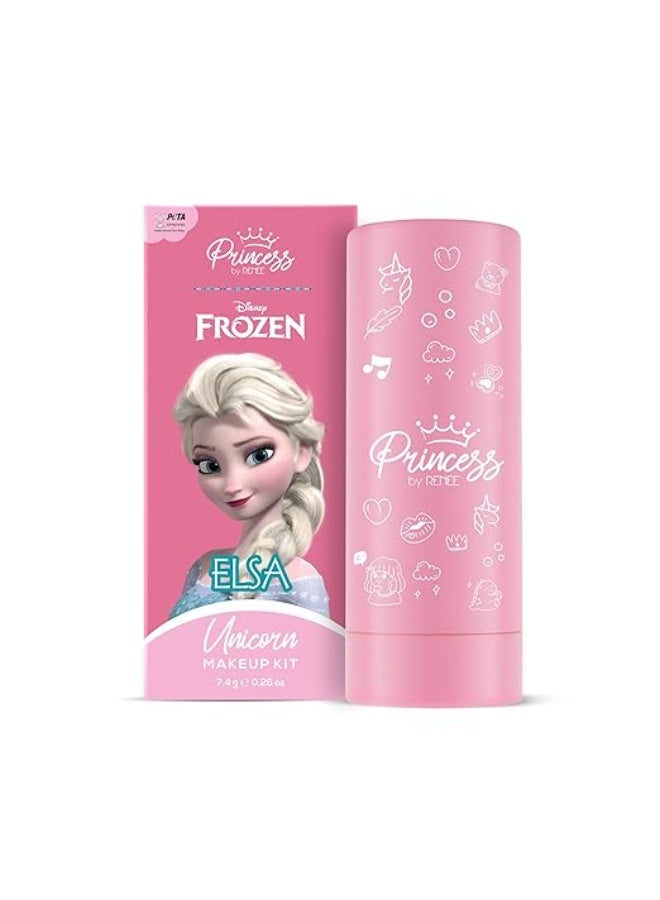 RENEE Disney Frozen Princess Unicorn Makeup Kit Elsa 7.4 Gm,Pre-Teen Girls,Includes 2 Matte,4 Shimmer Eyeshadows,Lip Butter,Lip&Cheek Tint,Compact&Travel Friendly,Cruelty-Free&Vegan, 1 Count - Image 1